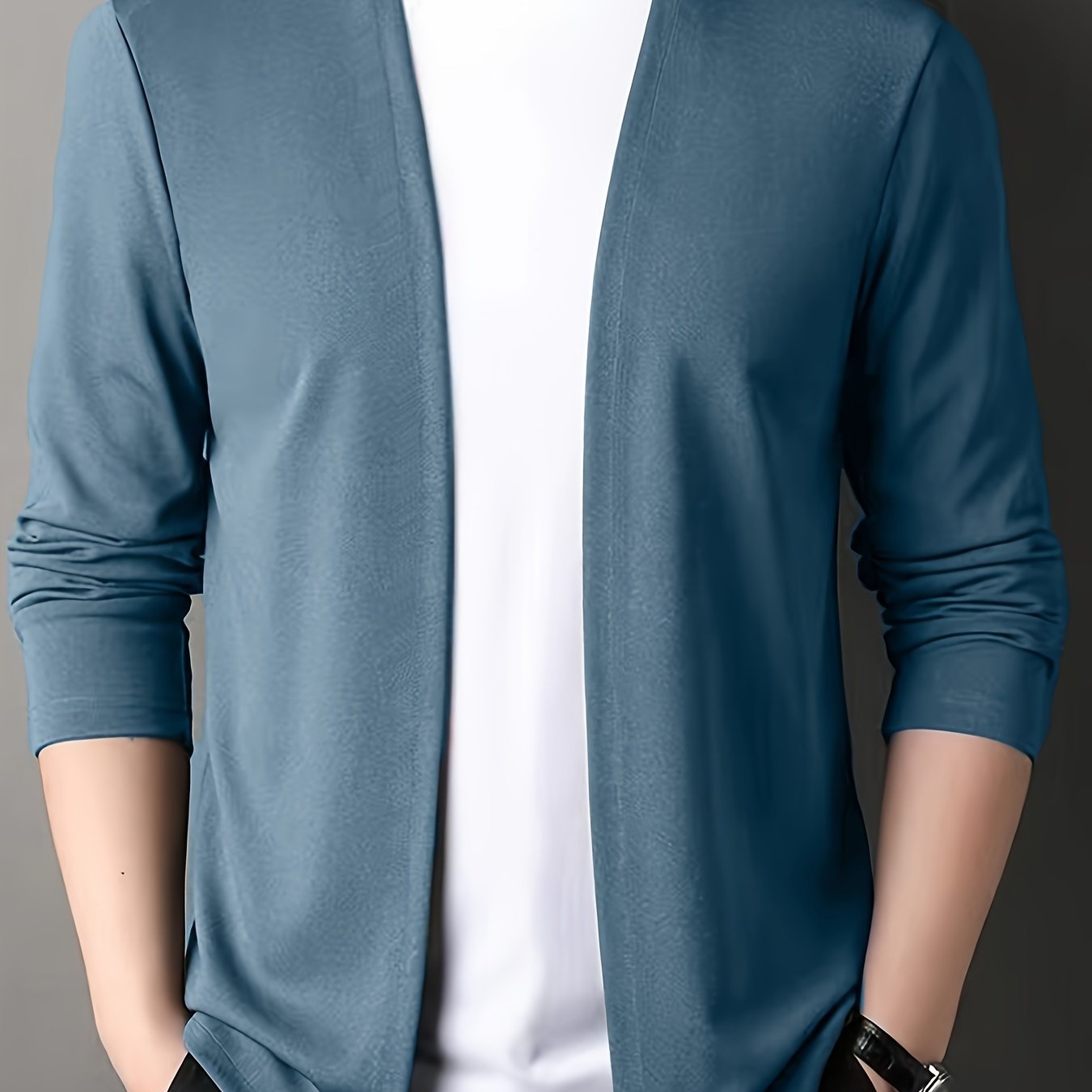 Men's slim-fit knitted cardigan for outdoor activities.