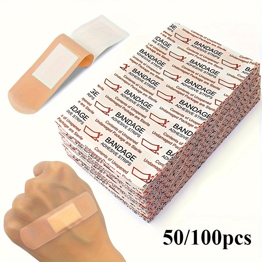 50/100 Waterproof Adhesive Bandages, Sterile, for Wound Care, Home and Outdoor Sports