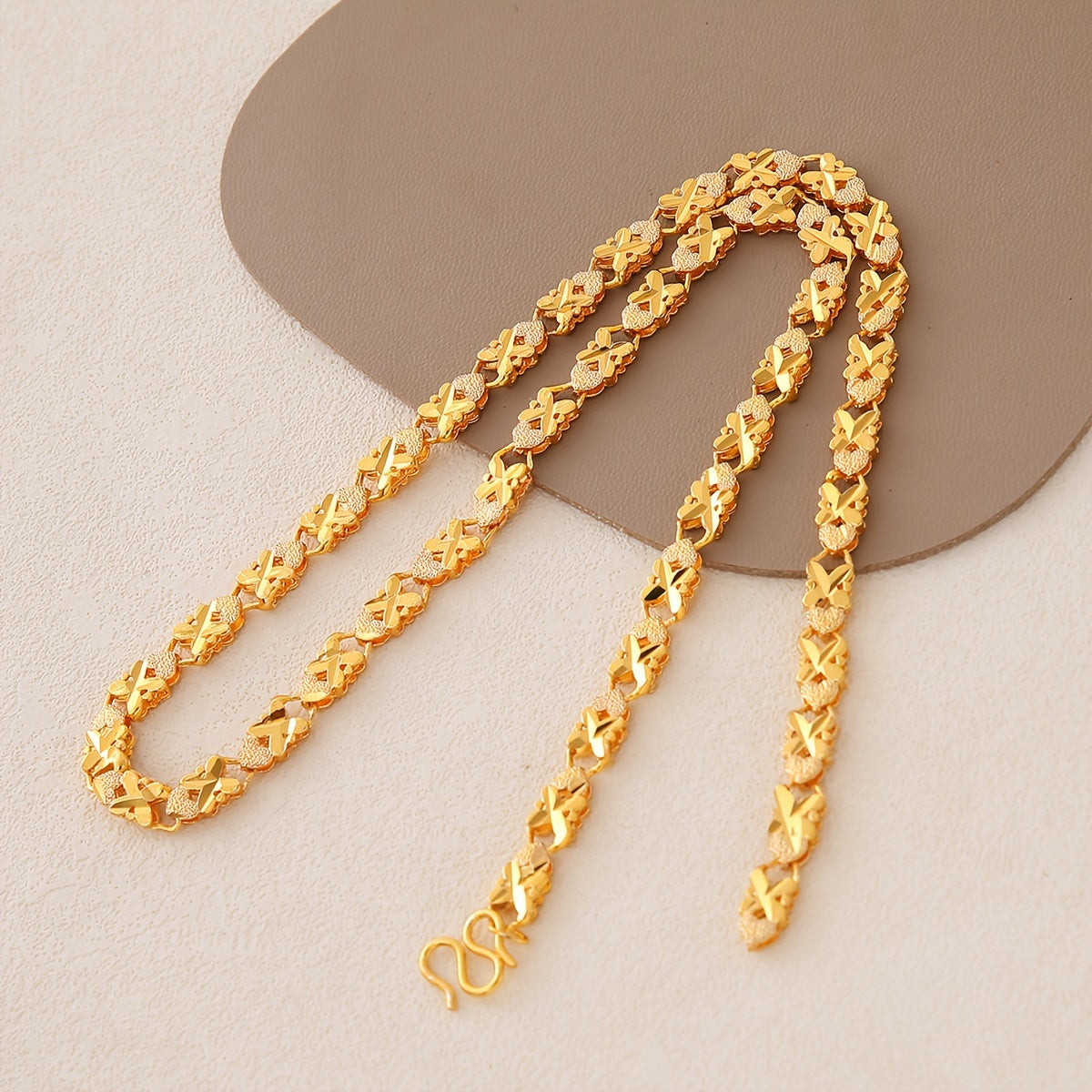 Stylish Retro-Inspired 24K Gold Plated Link Necklace for Women - Ideal for Weddings & Everyday Elegance, Middle Eastern, Bridal Jewelry