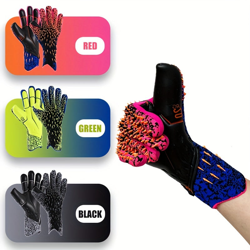 Soccer goalie gloves with Giga Latex 4mm, strong grip and palm protection for boys, youth, adult, and men. Available in sizes 6-10 with 3 styles at Level 3.