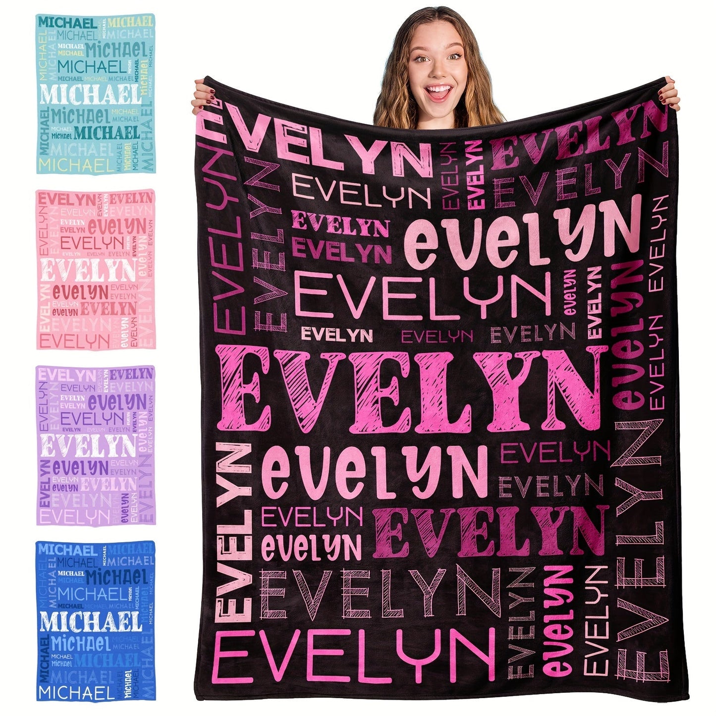 Personalized Flannel Blanket with Your Name, Made of Soft 100% Polyester, Perfect for Adults for Home, Picnics, Travel, and Bedroom Use. High-Quality Digital Printing for a Thoughtful Gift.