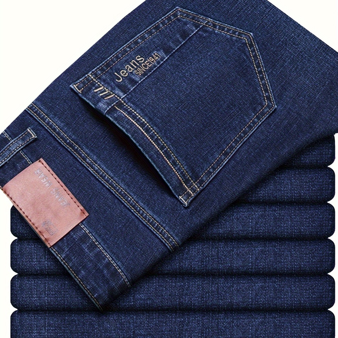 Men's Business Straight Jeans, Classic Blue Jeans, Ideal for Casual Wear.