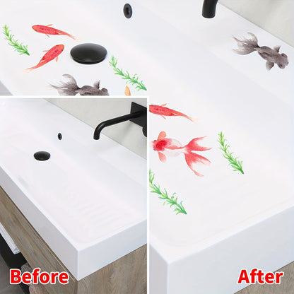 6 Chinese-style fish bathtub decals to prevent slipping.