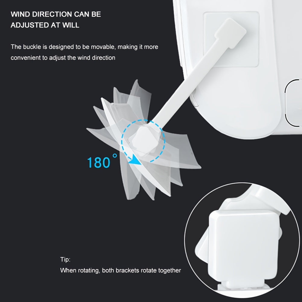 Extendable design Adjustable Air Conditioner Wind Deflector, Universal AC Vent Shield made of plastic, with manual 180° angle adjustment and no electricity needed for air flow control.