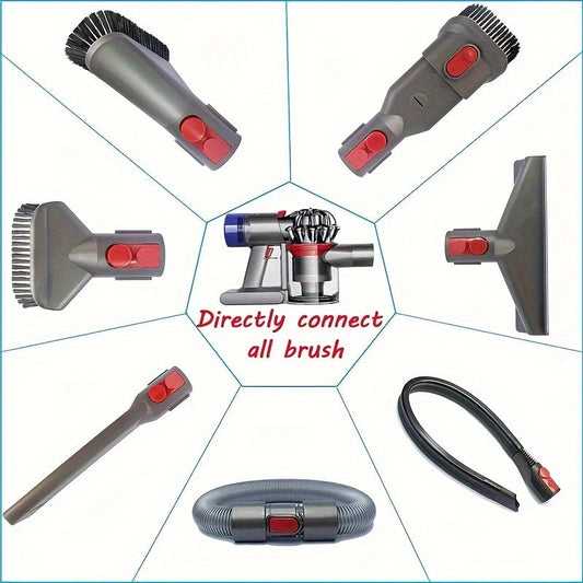 5-Piece Brush Attachment Kit for Dyson Cordless Vacuums V7, V8, V10, V11, and V12 - Includes Mattress Cleaner, Combination Tool, and Crevice Tool