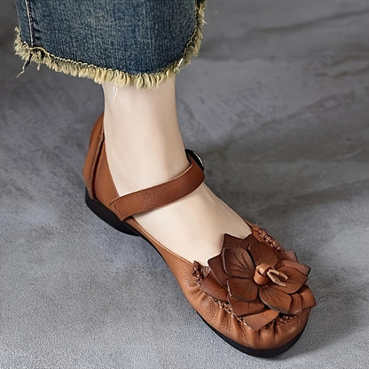 Women's Casual Flower Sandals with Buckle Strap and Lightweight Design