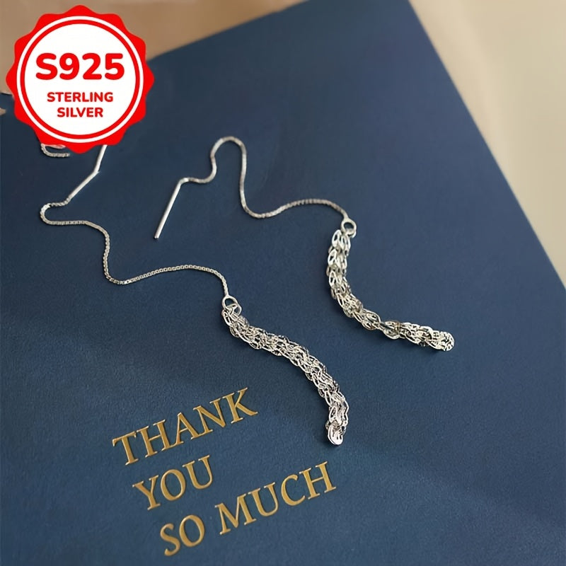 Elegant and sexy, the LULUBRO S925 Sterling Silver Phoenix Tail Chain Earrings offer a stylish Korean-inspired look. These hypoallergenic studs are perfect for daily wear or festive occasions. They make an ideal Valentine's Day or birthday gift, weighing