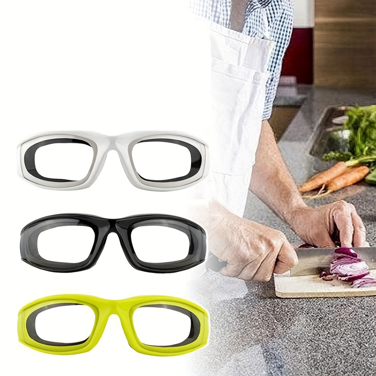 Protective Kitchen Safety Glasses, Anti-Glare Sponge Sports Eyewear with Anti-Pressure Features, No Electricity Required for Use, Ideal Onion Cutting Goggles