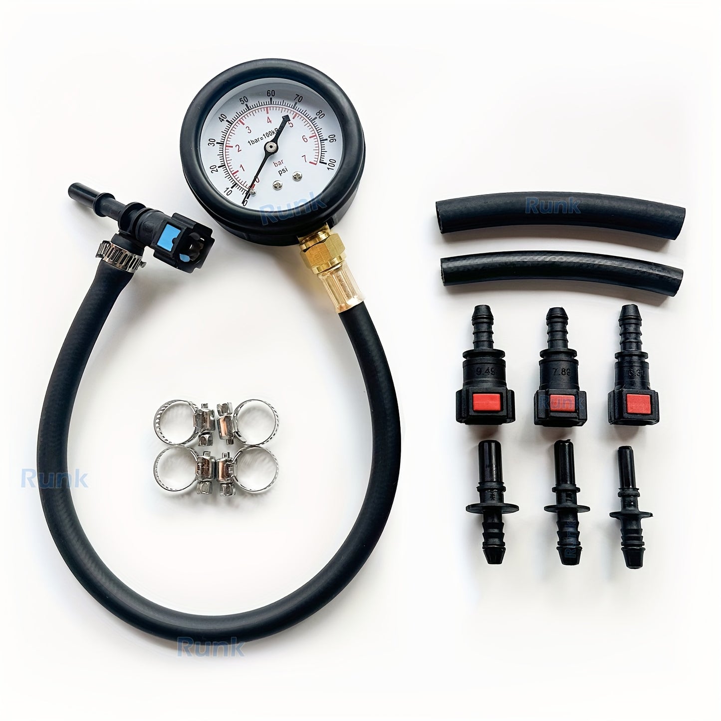 Fuel Pressure Test Kit with 0-100 PSI Gauge for Vehicles - Insulated and Durable Material