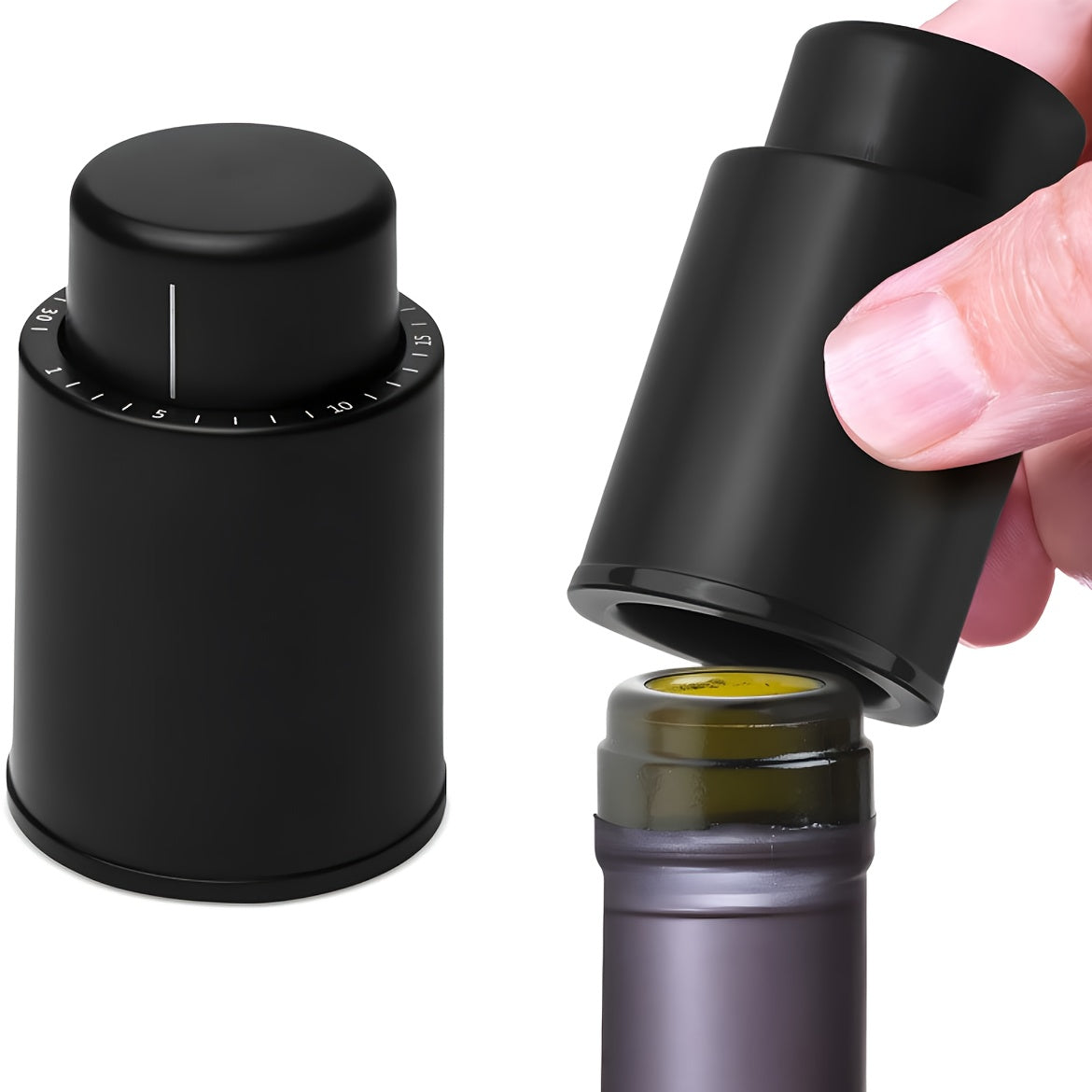 Polypropylene vacuum wine stopper preserves freshness by removing air with one press, keeping red wine bottles fresh and reusable.