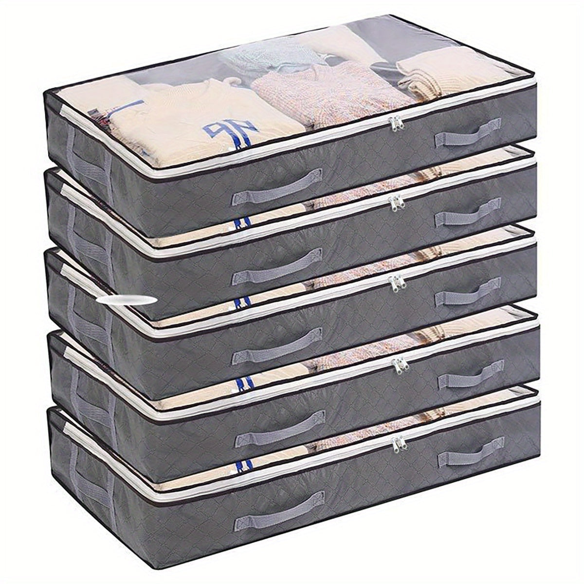 Storage bags for Thanksgiving, Halloween, and Christmas supplies, as well as under-bed quilt and clothing storage. These foldable, moisture-proof storage boxes have a large capacity and come with a visual transparent cover for easy organization during