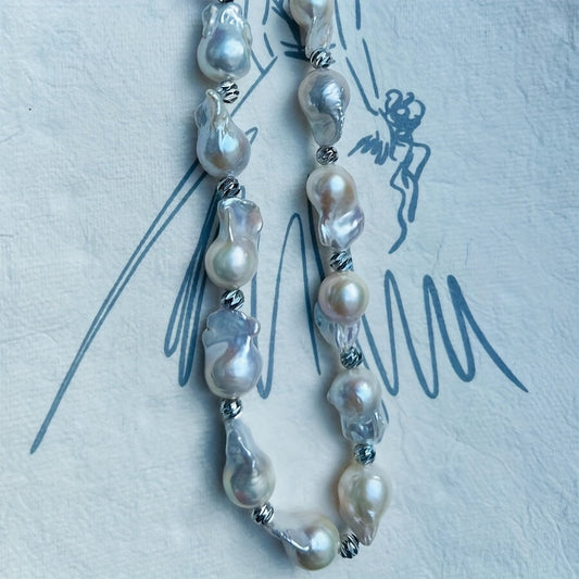 Exquisite Handmade Freshwater Baroque Pearl Necklace - Ideal for Special Occasions | 100% Natural Pearls, 14mm-18mm in Size | Comes with Gift Box | A Timeless Fashion Statement for Weddings, Anniversaries & Birthdays