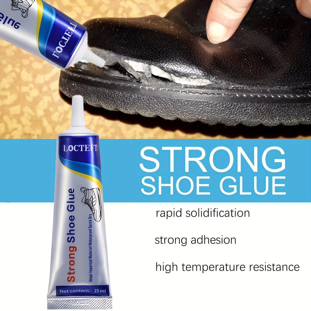 25ml Shoe Repair Glue, a strong, waterproof adhesive for repairing leather and sports shoes.