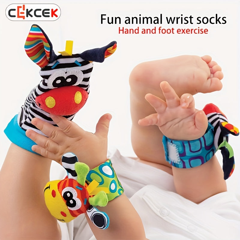 Infant Animal Wristband with Rattle, Watch, Socks, and Puzzle Toy for Babies