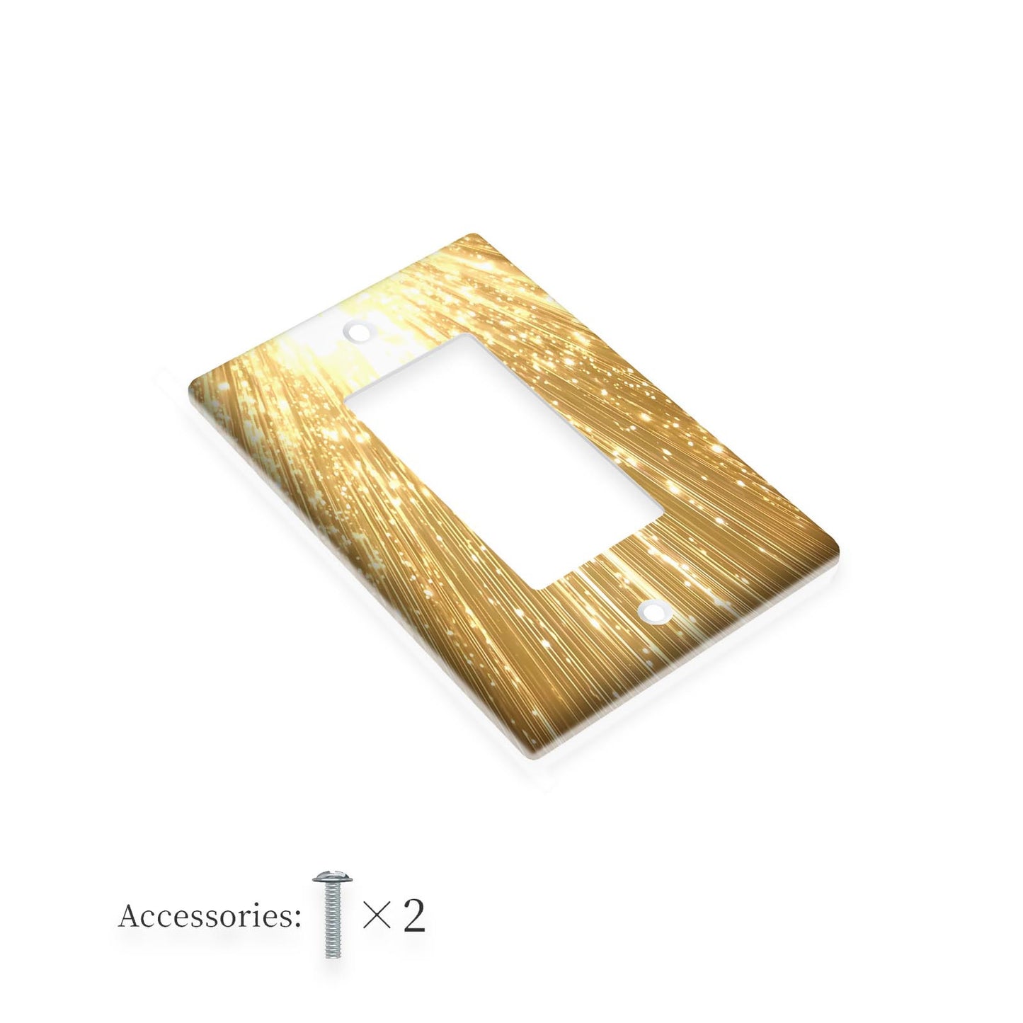 Golden Sparkle Light Switch Cover, Decorative Artistic Design, Battery-Free, Easy to Clean, Versatile for Home Decor, Standard Size.