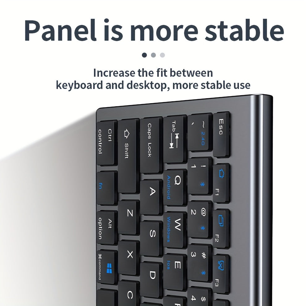 Rechargeable full-size wireless keyboard and mouse combo for multiple devices.