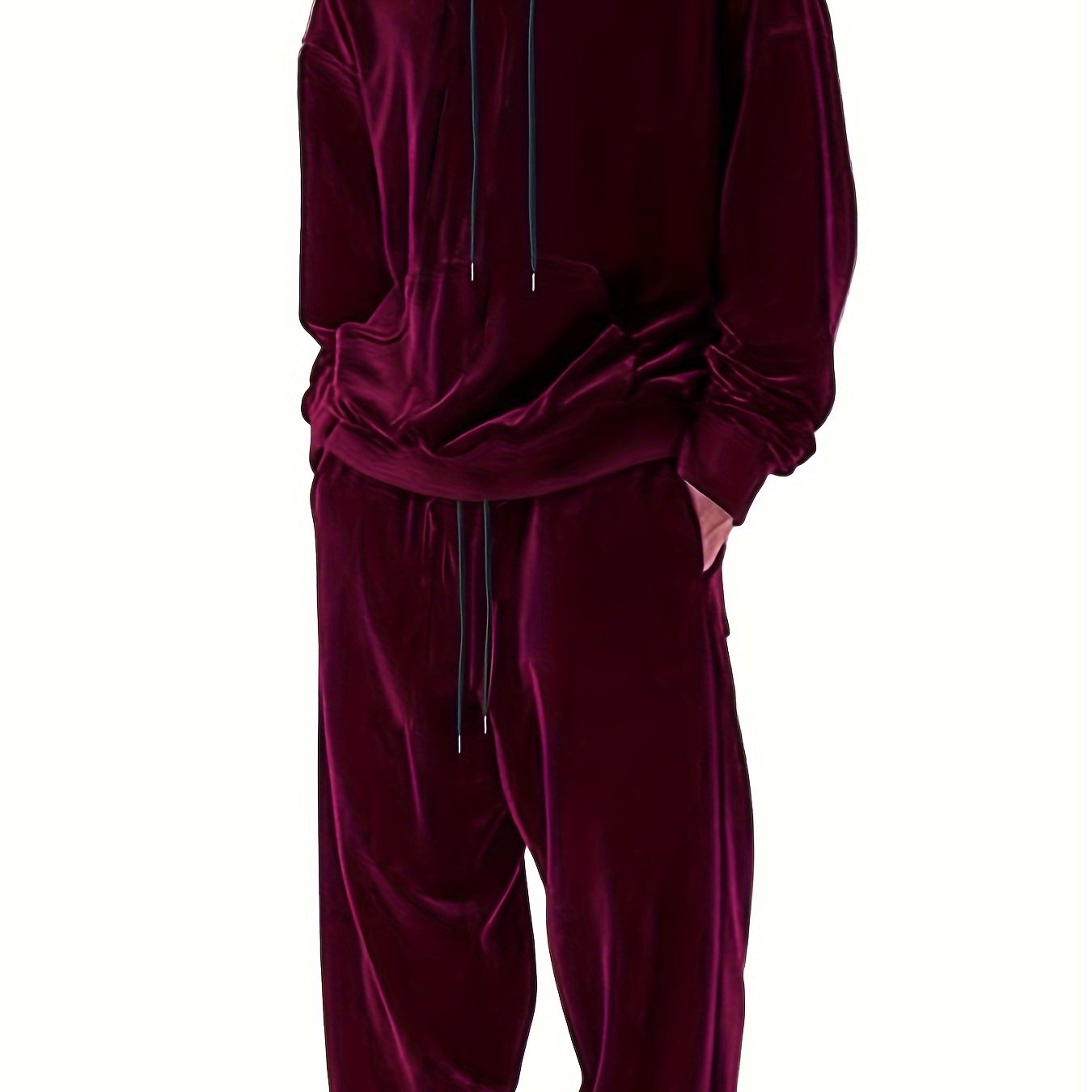 Velour hoodie and pants set for men, perfect for fall and winter.