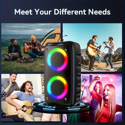 The HY3317 is a 2025 limited edition wireless speaker with crystal-clear sound, powerful bass, and portable features including a wired microphone, colorful lights, wireless 5.0, dual 3-inch