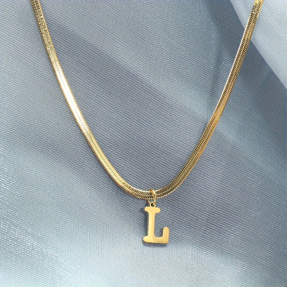 26 alphabet letter pendant chains, 18K golden plated stainless steel necklaces for women, perfect for everyday wear and gifting, featuring a versatile and elegant design.