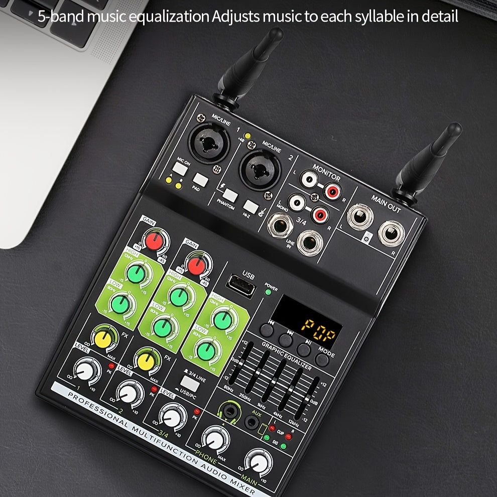 Professional Audio Mixer with GT4 4-Channel Mixer and built-in receiver for karaoke and recording studio. Eid Al-Adha Mubarak!