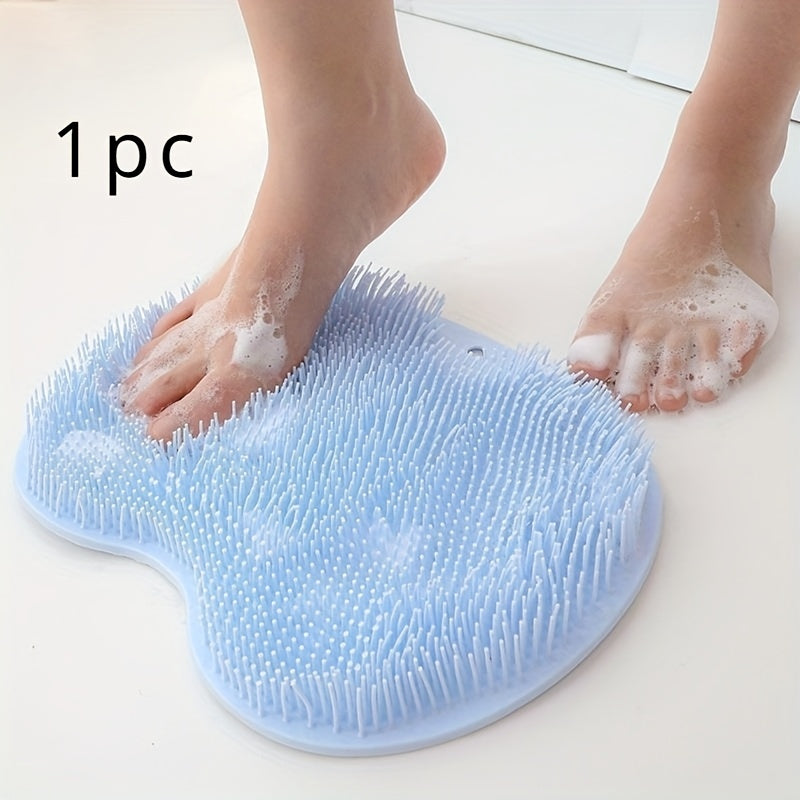 Versatile bath brush foot scrubber mat with massage pad and anti-slip design for exfoliating and massaging