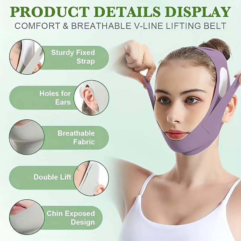 Adjustable V-Line Face Lifting Mask for Double Chin Reduction & Tightening, Breathable and Reusable.