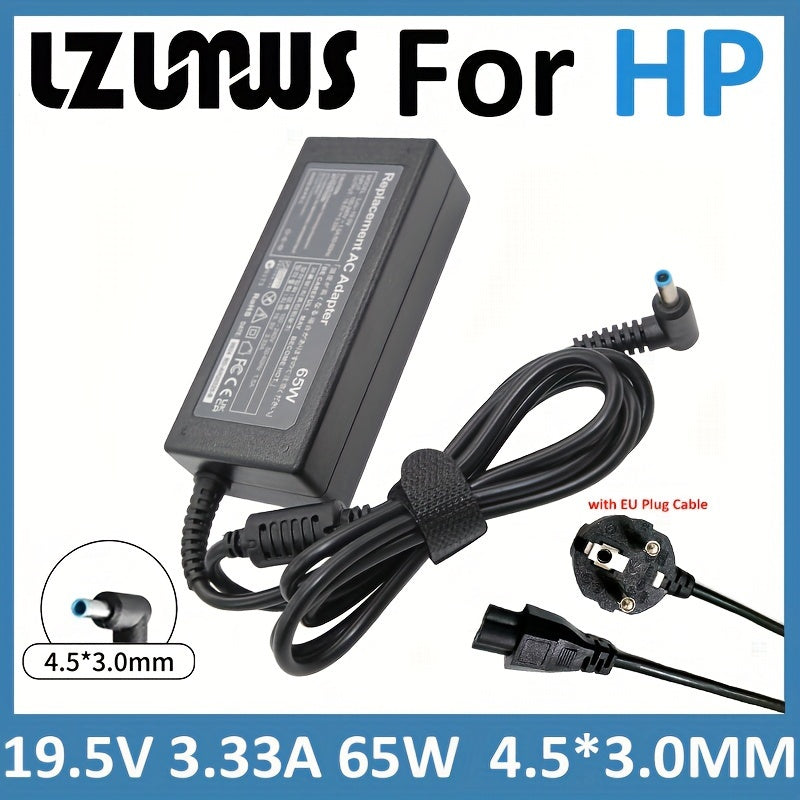 65W laptop charger adapter with EU plug cable for HP models Envy 17-j010us, Pavilion 15-j000, Chromebook 11 G4 G5 EE 14 G3 246 G4 248.