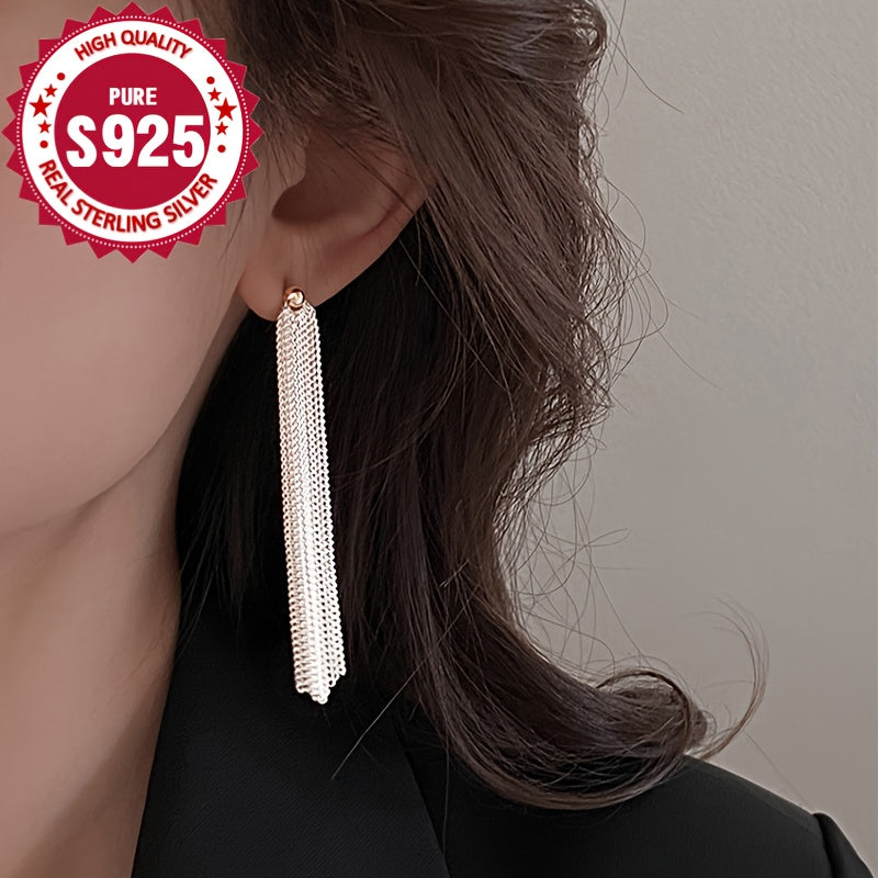 Elegant and Hypoallergenic Galaxy Waterfall Long Tassel Drop Earrings in Luxurious 925 Sterling Silver - Perfect for Daily and Special Occasions, Great Christmas Gift, Timeless Luxury and Sexy Style