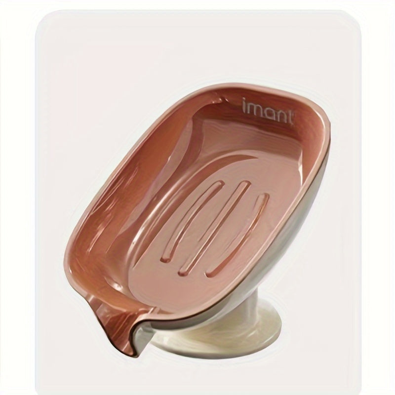 Durable plastic oval soap dish with an elegant, self-draining design for bathroom use.