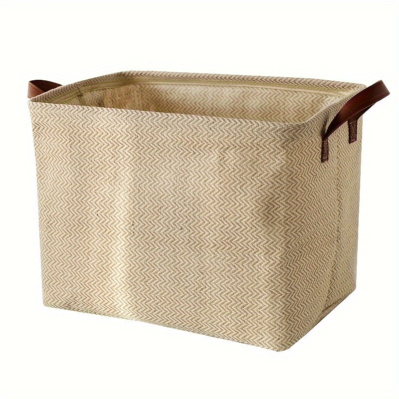 Jute Cloth Storage Bin with Handle - Spacious Wardrobe Organizer for Books, Snacks, Toys, Christmas and Halloween Gifts