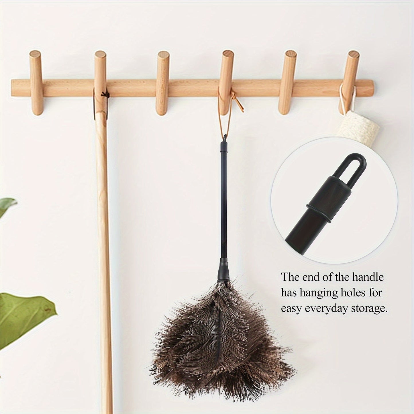 Set of 3 Ostrich Feather Dusters with Stylish Black Handles, Versatile Dusting Brushes for Every Room and Surface, Effortless Cleaning without the Need for Electricity or Batteries