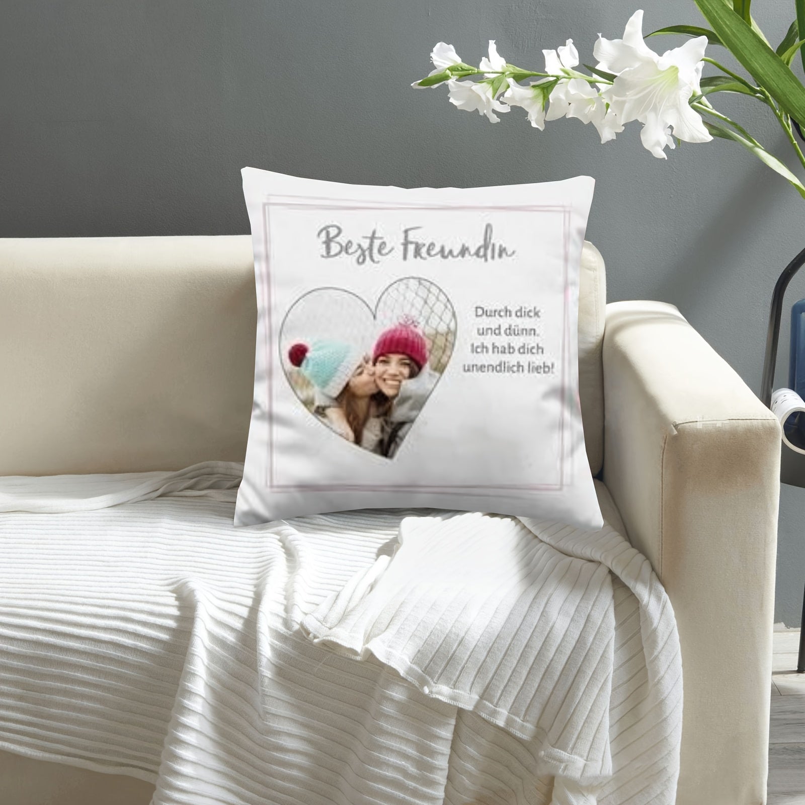 Personalized Soft Plush Pillowcase with Customizable Image - Ideal for Best Friends - Great for Decorating Sofa, Car, or Bedroom - 45.72x45.72 cm Size (Cushion Not Included)