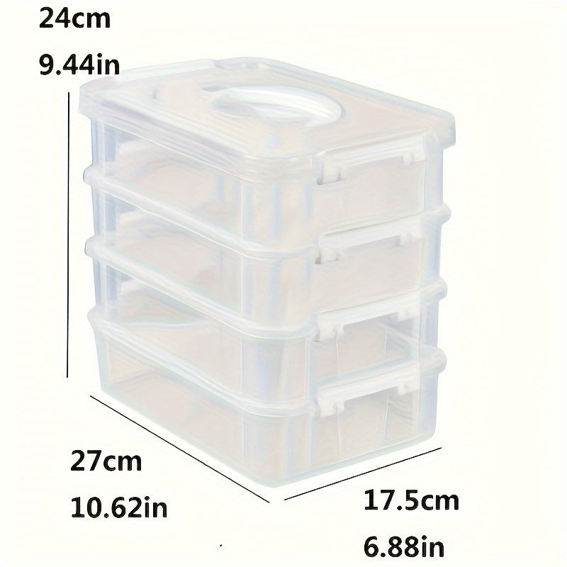 4 stackable PP storage bins with handles for home, office, and school supplies.