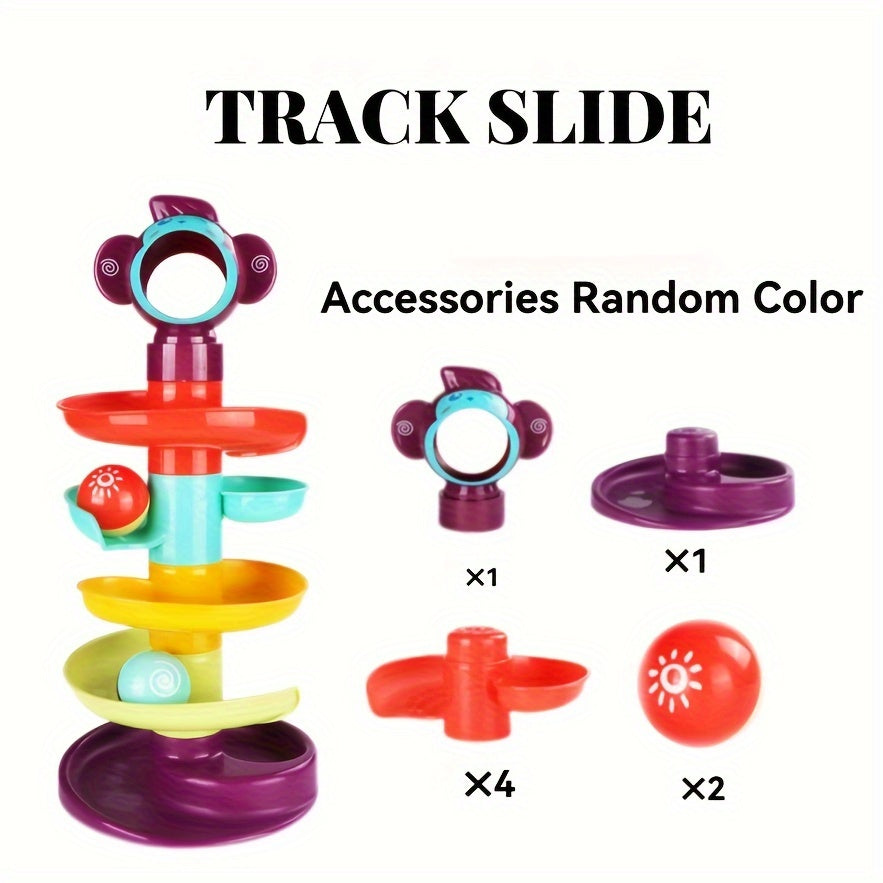 Fun Track Ball Educational Toy Set - Includes Rolling Ball, Stacking Rotating Balls, and Inertial Sliding Ball Track. Perfect for Early Childhood Development. Comes in Random Colors - Great for Birthday, Halloween, Thanksgiving, and Christmas Gifts