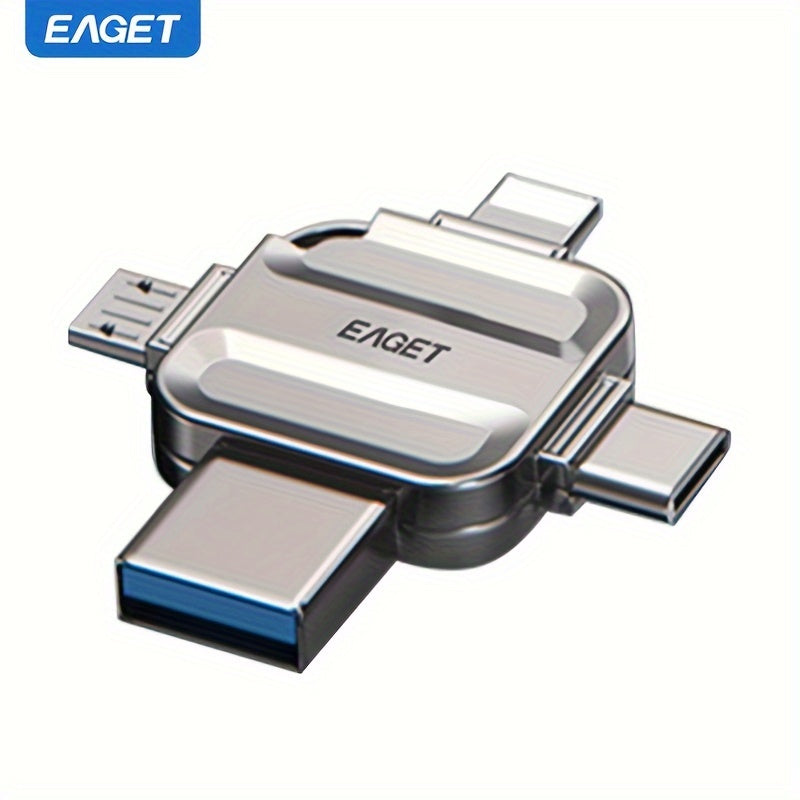 EAGET 32/128G USB Flash Drive for Mobile Phone and Computer, with 4-in-1 interface