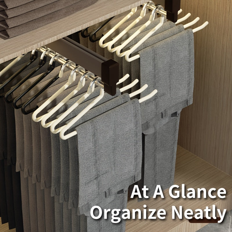 One set of 20pcs Goose-Neck Space-Saving Metal Pants Hangers, Non-slip Closet Organizers made of Durable Stainless Steel. Features Z-Shape design for Home Storage. Perfect for organizing clothes and maximizing space in your closet. Essential Home