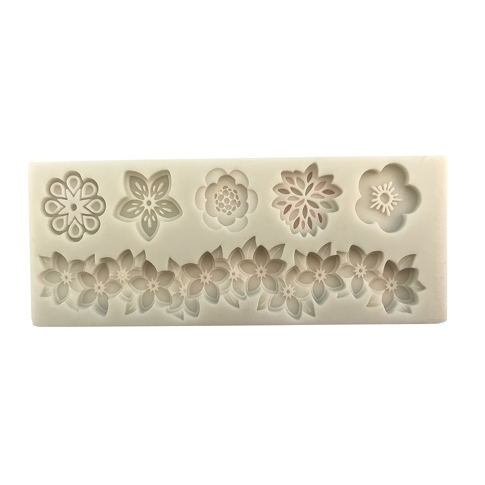 Flower-shaped Fondant Silicone Mold, measures 5.71 inches, 1 piece