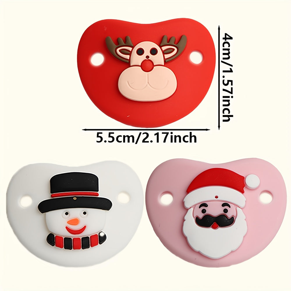 Silicone Pacifier featuring Santa Claus, Elk, and Snowman for Christmas