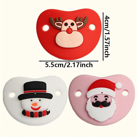 Silicone Pacifier featuring Santa Claus, Elk, and Snowman for Christmas