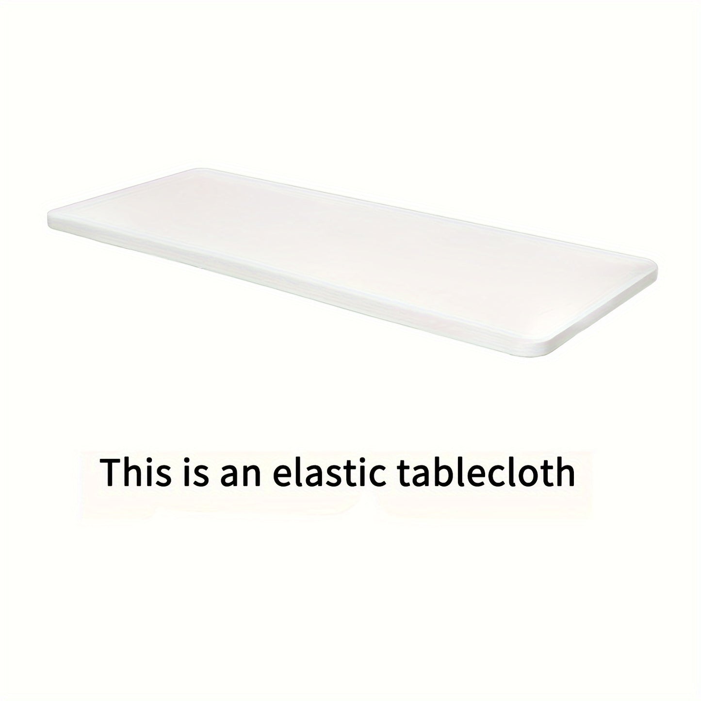 Rectangular half-wrapped polyester tablecloth with elastic edges, perfect for outdoor events and parties.