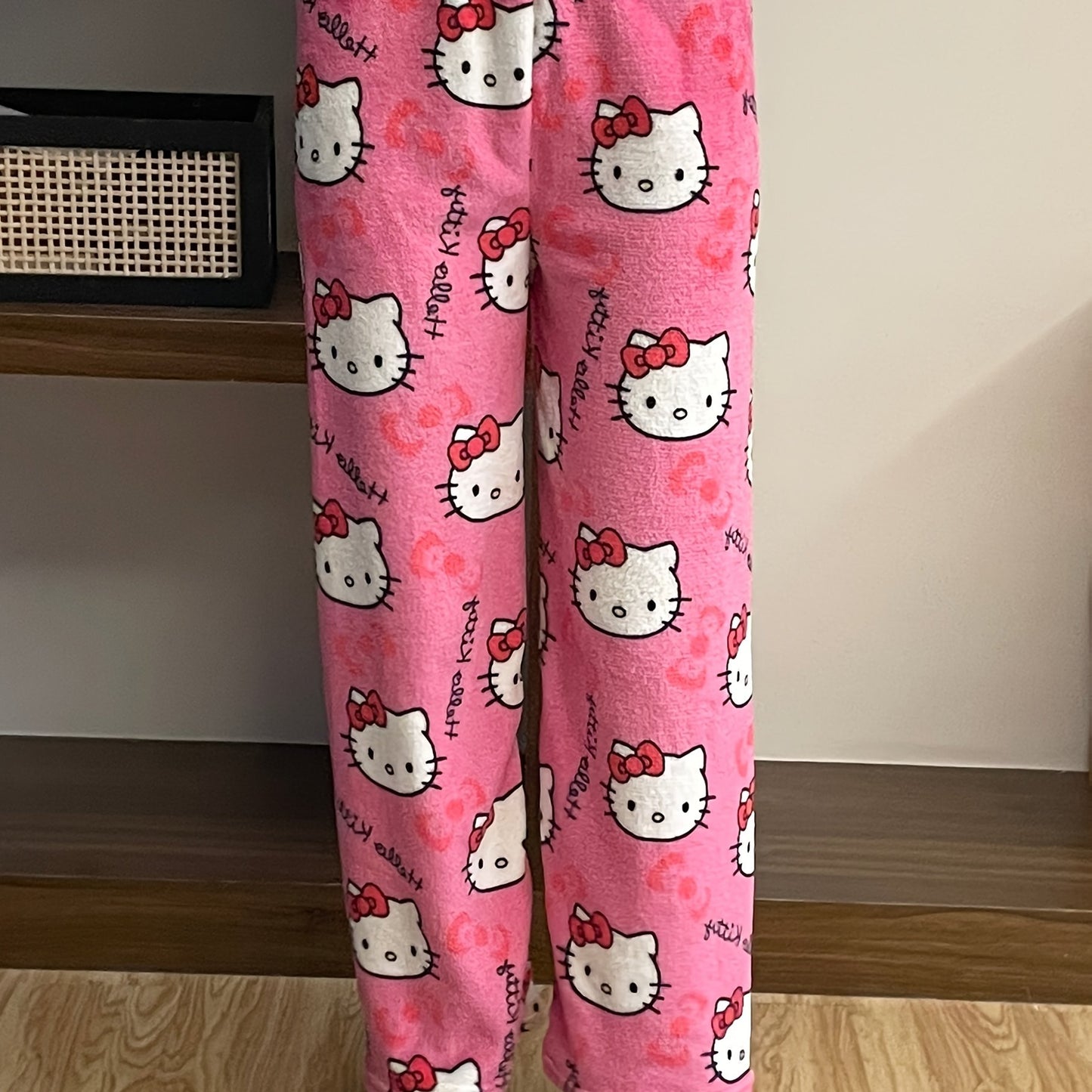 Sanrio Hello Kitty cozy flannel pajamas for women, officially licensed and perfect for relaxing and sleepwear.