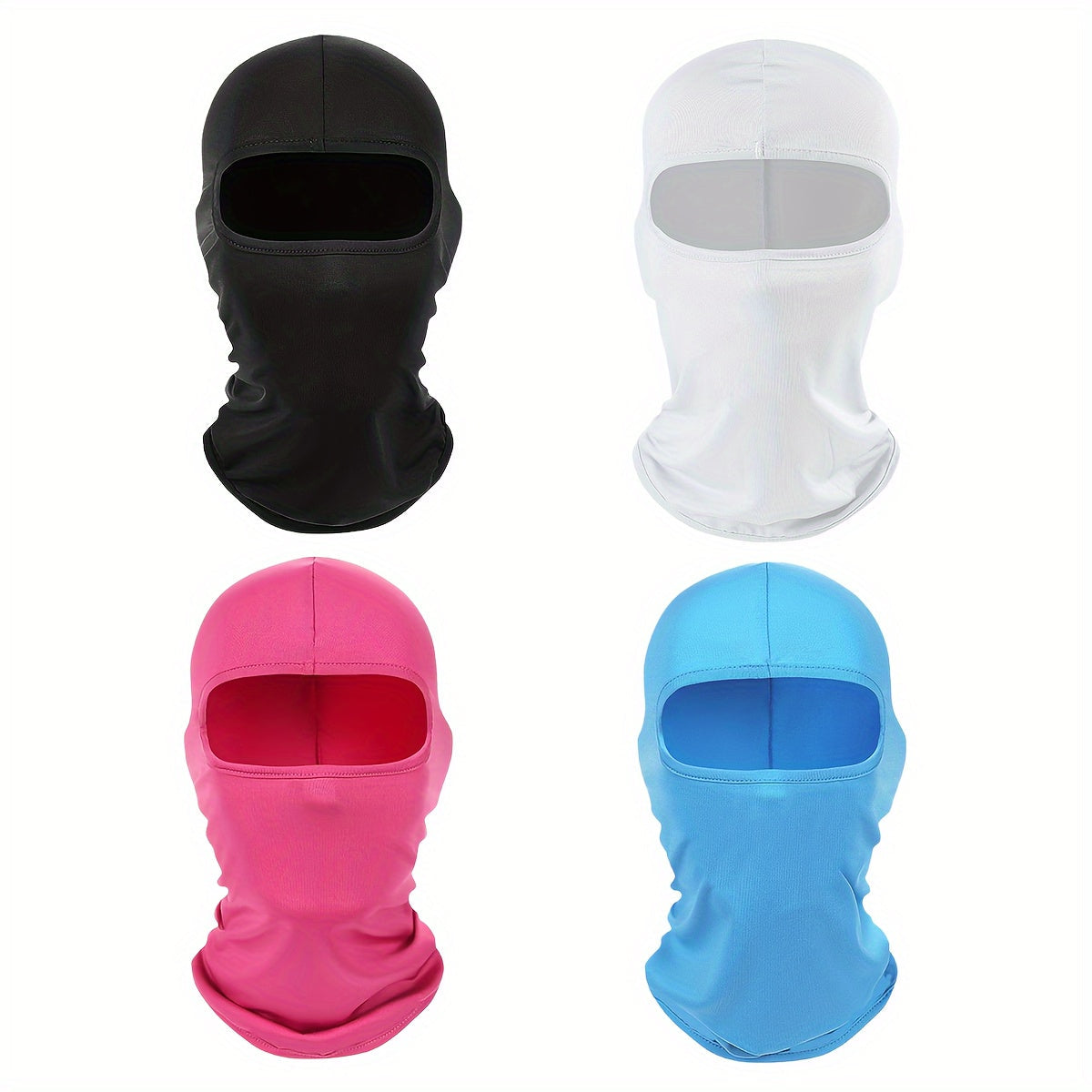 Lightweight Balaclava Face Mask - Set of 4 for UV Protection, Sun Hood, Full Face Covering for Motorcycle Riding, Running, Climbing