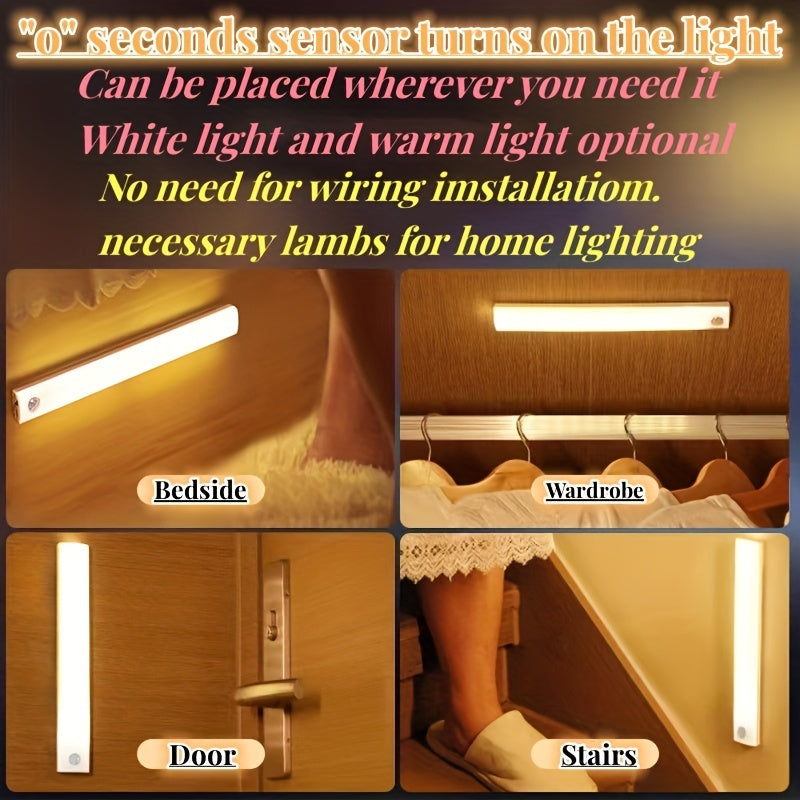 The 1pc LED Motion Sensor Cabinet Light is perfect for lighting up your under counter closet. This wireless magnetic light is rechargeable via USB and is perfect for use in the kitchen at night. It is battery powered and ideal for wardrobe closets