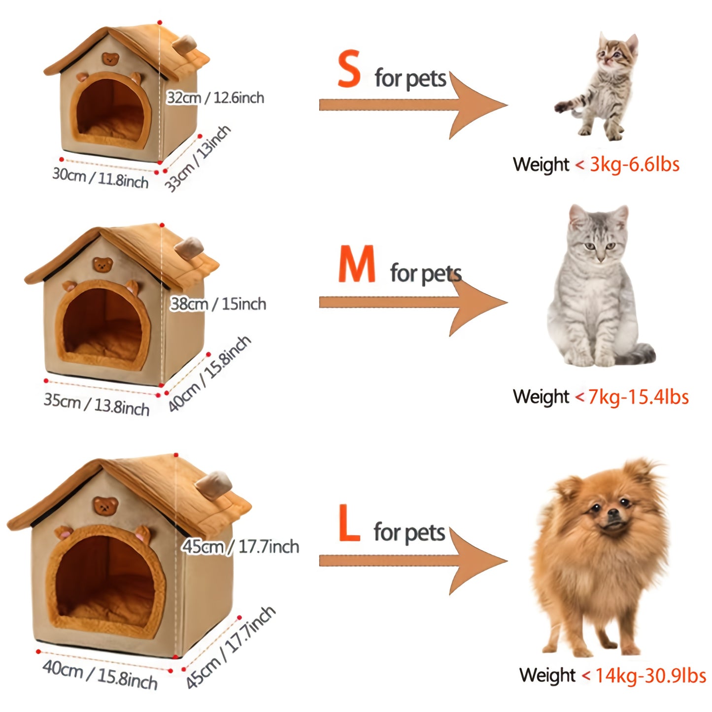 Cute Cat Pet House, washable and detachable, warm for winter, comfy for cats and dogs. Affordable and high-quality.