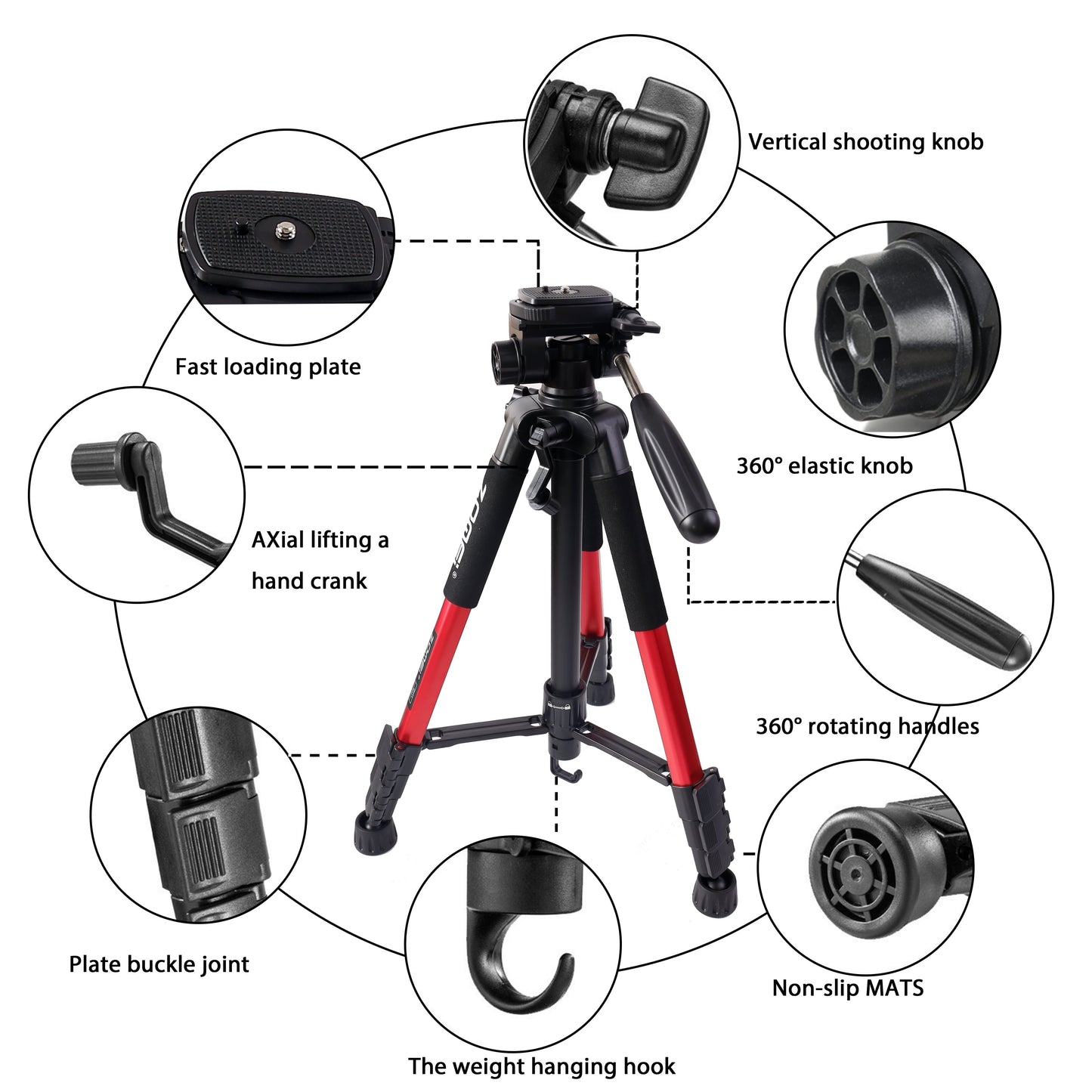 139.7 cm aluminum heavy-duty camera tripod suitable for SLR cameras, with portable bag and compatibility with most mobile phones.