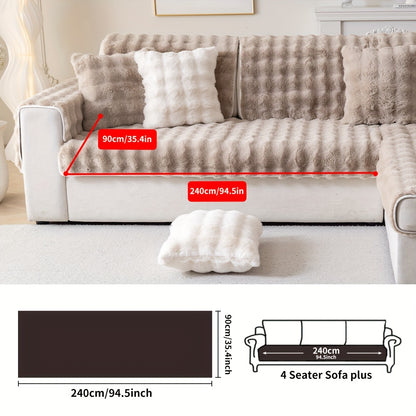 1pc Thick Plush Sofa Cover - Imitation Rabbit Material, Perfect for Winter, Protects Furniture in Bedroom, Office, Living Room.