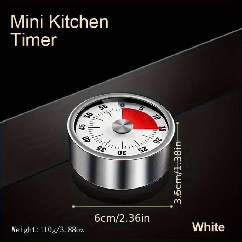 Durable Stainless Steel Kitchen Timer - No Batteries Required, Ideal for Cooking, Work, and Baking