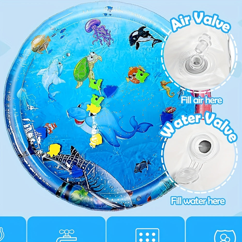 Encourage activity and sensory development in toddlers with our large round dolphin splash mat made of PVC.