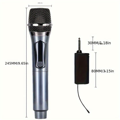 2-channel UHF wireless microphone for professional use in parties, karaoke, church events, meetings, and stage performances.