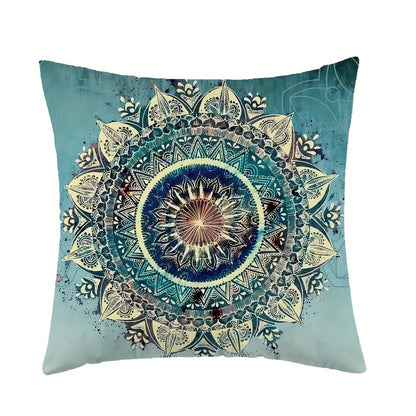 1 Mandara Throw Pillowcase, 42.93cm*42.93cm, Single Sided Printing, Perfect for Sofa Living Room Bedroom Home Décor, Pillow Core Not Included.